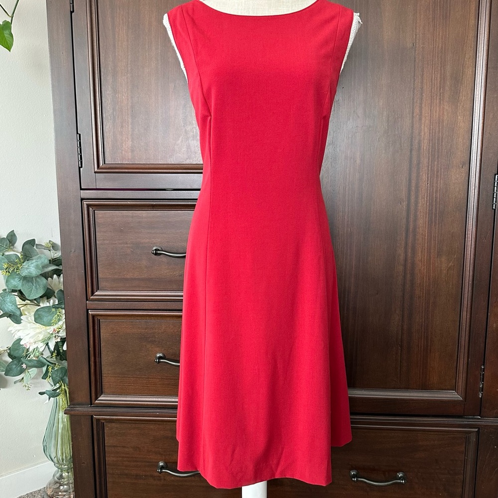 Tahari Red Fit and Flare Dress Size 12